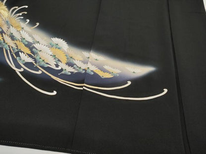 平和屋着物●極上　黒留袖　駒刺繍　乱菊　暈し染め　金銀彩　逸品　CYAA4341s6