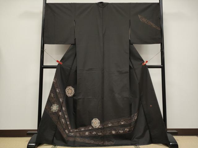 平和屋着物●極上 中国三大刺繍 蘇州刺繍 スワトウ相良刺繍 総刺繍 訪問着 本場染大島紬 翁雪宝 正倉院更紗唐草文 逸品 未使用 CYAA4342s6