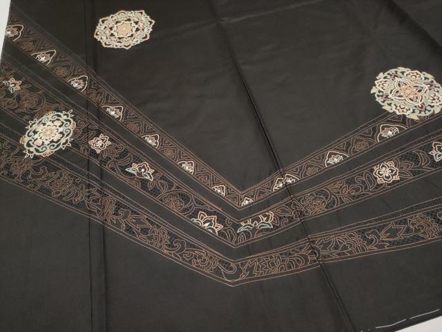 平和屋着物●極上 中国三大刺繍 蘇州刺繍 スワトウ相良刺繍 総刺繍 訪問着 本場染大島紬 翁雪宝 正倉院更紗唐草文 逸品 未使用 CYAA4342s6