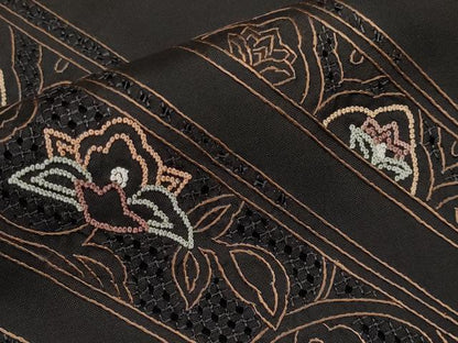 平和屋着物●極上 中国三大刺繍 蘇州刺繍 スワトウ相良刺繍 総刺繍 訪問着 本場染大島紬 翁雪宝 正倉院更紗唐草文 逸品 未使用 CYAA4342s6
