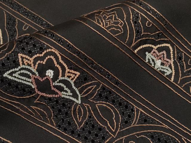平和屋着物●極上 中国三大刺繍 蘇州刺繍 スワトウ相良刺繍 総刺繍 訪問着 本場染大島紬 翁雪宝 正倉院更紗唐草文 逸品 未使用 CYAA4342s6
