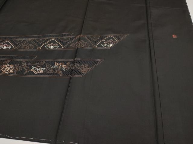 平和屋着物●極上 中国三大刺繍 蘇州刺繍 スワトウ相良刺繍 総刺繍 訪問着 本場染大島紬 翁雪宝 正倉院更紗唐草文 逸品 未使用 CYAA4342s6