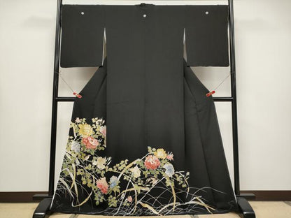 平和屋本店●極上　創業460年・千總　黒留袖　刺繍　花鳥文　金彩　逸品　未使用　CYAA4343s6