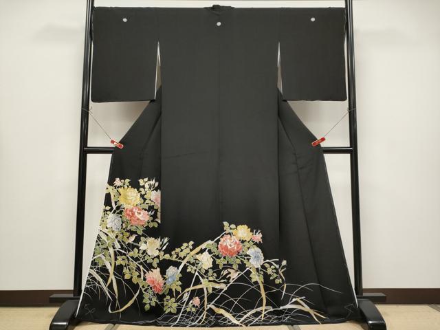 平和屋本店●極上　創業460年・千總　黒留袖　刺繍　花鳥文　金彩　逸品　未使用　CYAA4343s6