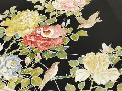 平和屋本店●極上　創業460年・千總　黒留袖　刺繍　花鳥文　金彩　逸品　未使用　CYAA4343s6