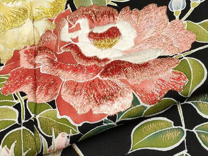 平和屋本店●極上　創業460年・千總　黒留袖　刺繍　花鳥文　金彩　逸品　未使用　CYAA4343s6