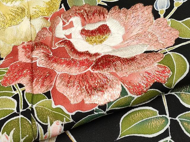 平和屋本店●極上　創業460年・千總　黒留袖　刺繍　花鳥文　金彩　逸品　未使用　CYAA4343s6
