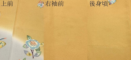 平和屋着物●極上　訪問着　作家物　型染め　成り物　花鳥蝶文　暈し染め　狐色地　逸品　CYAA4348s6