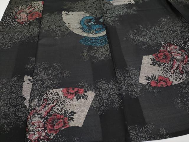 平和屋着物＊極上 夏物 アンティーク 大正ロマン お召 唐獅子 龍 黒地 銀糸 逸品 CYAA4356s6