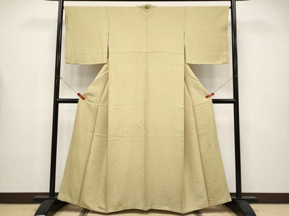 平和屋着物●極上　松本直実　お召　色無地　鳳凰笹地紋　榛色　逸品　未使用　CYAA4368s6