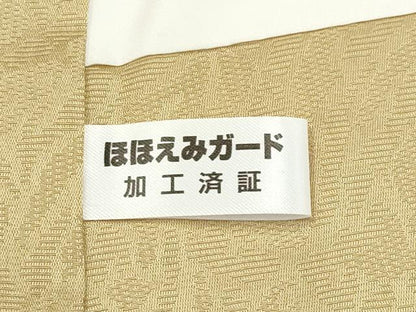 平和屋着物●極上　松本直実　お召　色無地　鳳凰笹地紋　榛色　逸品　未使用　CYAA4368s6