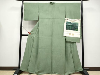 平和屋着物●極上　色無地　北山　本草木杉染　柳茶色地　反端付き　逸品　CYAA4371s6