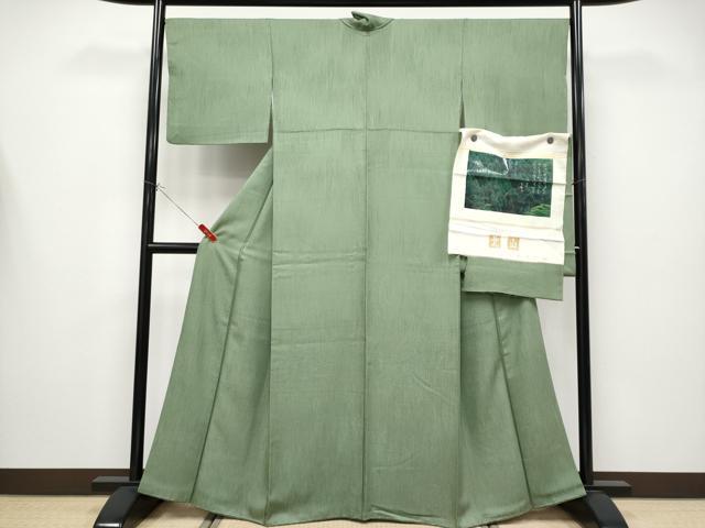 平和屋着物●極上　色無地　北山　本草木杉染　柳茶色地　反端付き　逸品　CYAA4371s6