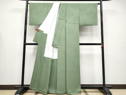 平和屋着物●極上　色無地　北山　本草木杉染　柳茶色地　反端付き　逸品　CYAA4371s6