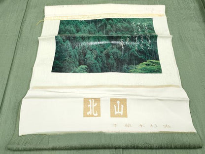 平和屋着物●極上　色無地　北山　本草木杉染　柳茶色地　反端付き　逸品　CYAA4371s6
