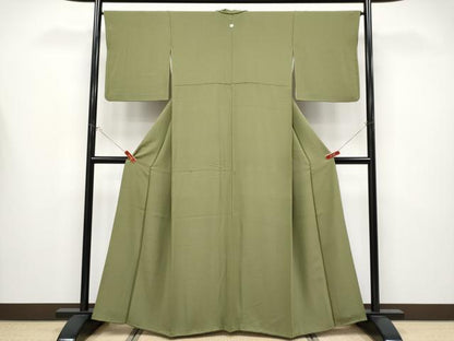 平和屋着物●極上　色無地　海松色　逸品　CYAA4372s6