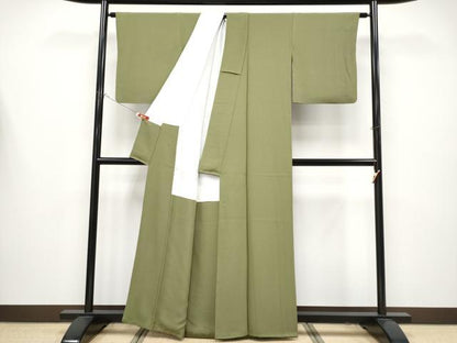 平和屋着物●極上　色無地　海松色　逸品　CYAA4372s6