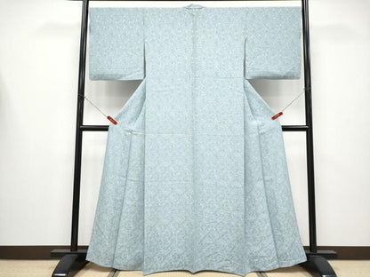 平和屋着物▽極上　色無地　単衣　草花地紋　秘色色地　逸品　CYAA4375s6