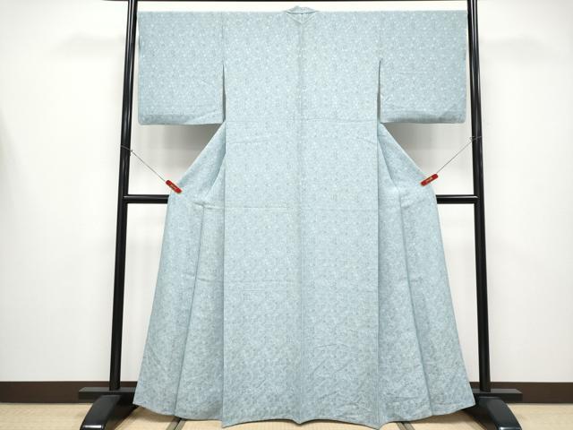 平和屋着物▽極上　色無地　単衣　草花地紋　秘色色地　逸品　CYAA4375s6