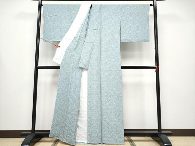 平和屋着物▽極上　色無地　単衣　草花地紋　秘色色地　逸品　CYAA4375s6