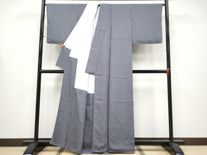 平和屋本店●極上 龍村美術織物 たつむら錦 色無地 幡龍牡丹唐草文 藤煤竹色地 山仙工房 反端付き 逸品 CYAA4376s6