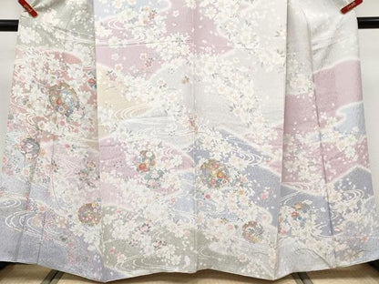 平和屋本店●極上　訪問着　駒刺繍　雪輪枝花文　暈し染め　逸品　CYAA5067s6