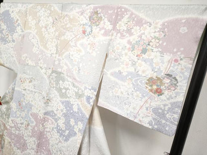 平和屋本店●極上　訪問着　駒刺繍　雪輪枝花文　暈し染め　逸品　CYAA5067s6