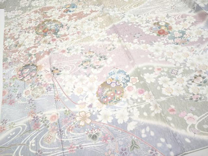 平和屋本店●極上　訪問着　駒刺繍　雪輪枝花文　暈し染め　逸品　CYAA5067s6