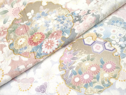 平和屋本店●極上　訪問着　駒刺繍　雪輪枝花文　暈し染め　逸品　CYAA5067s6
