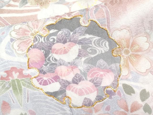 平和屋本店●極上　訪問着　駒刺繍　雪輪枝花文　暈し染め　逸品　CYAA5067s6