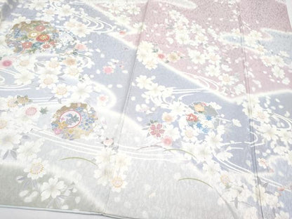 平和屋本店●極上　訪問着　駒刺繍　雪輪枝花文　暈し染め　逸品　CYAA5067s6