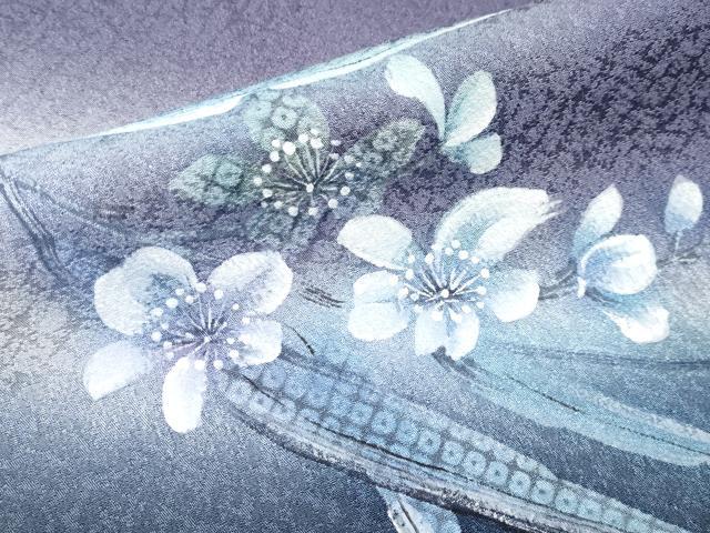 平和屋着物●極上　訪問着　手描き　枝花文　暈し染め　銀彩　逸品　CYAA4382s6