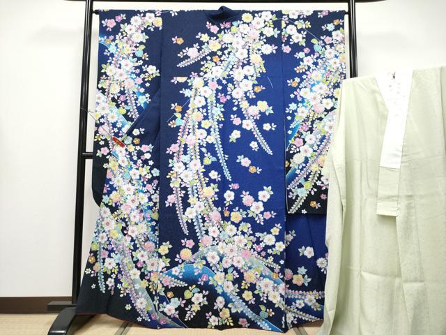平和屋本店●極上　振袖・長襦袢セット　辻が花　絞り　暈し染め　銀通し地　逸品　CYAA4388s6