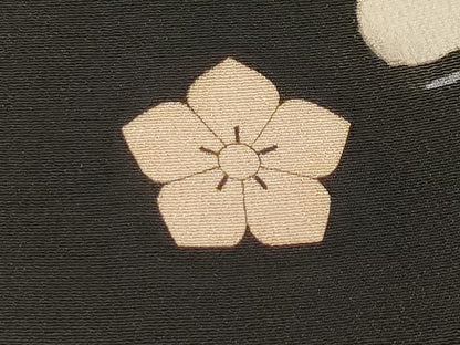 平和屋着物●極上　アンティーク　大正ロマン　振袖　駒刺繍　花舟文　黒地　金彩　逸品　CYAA4389s6