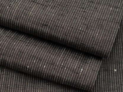 平和屋着物●極上　男性　紬　アンサンブル　縞　黒橡色　逸品　CYAA4394s6