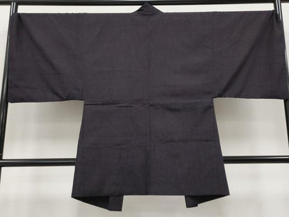 平和屋本店●極上 男性 本場結城紬 重要無形文化財 アンサンブル 色無地 黒紅色地 逸品 CYAA4395s6