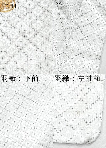 平和屋着物●極上　男性　紋付き・羽織セット　舞台衣装　白地　洗える着物　逸品　CYAA4396s6