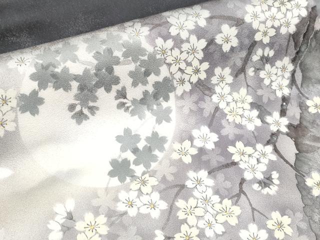 平和屋着物●極上　洛楽人工房　九寸名古屋帯　満月に桜　銀通し地　濃紺地　逸品　未使用　CYAA4410s6