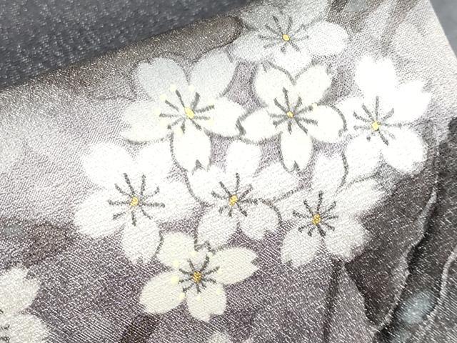 平和屋着物●極上　洛楽人工房　九寸名古屋帯　満月に桜　銀通し地　濃紺地　逸品　未使用　CYAA4410s6