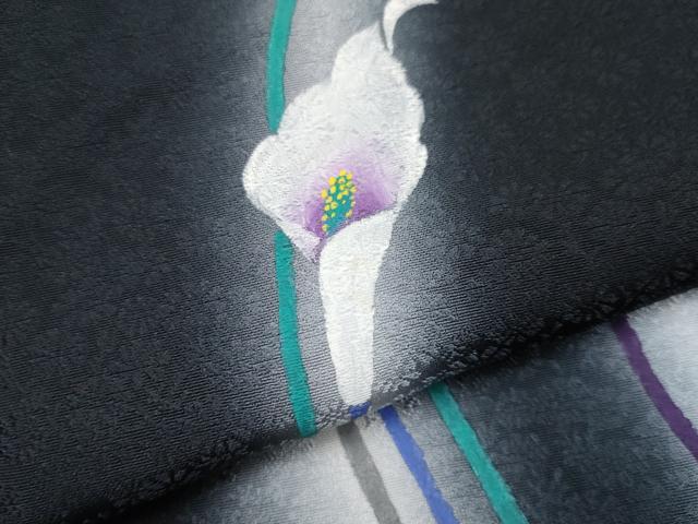 平和屋本店●極上 巨匠 前田華清 手描き 訪問着 カラー 暈し染め 黒地 逸品 CYAA4427s6