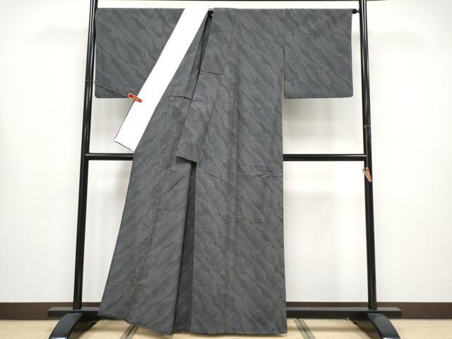 平和屋着物▽極上　本場塩沢絣136亀甲　本塩沢　やまだ織　単衣　草木染　くるみ　黒地　原沢キヨ作　証紙付き　逸品　CYAA4428s6