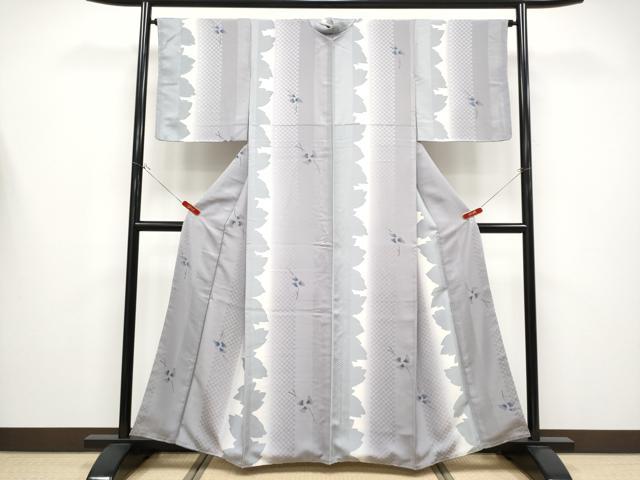 平和屋着物●極上　小紋　手描き　枝葉文　シルエット　暈し染め　逸品　未使用　CYAA4429s6