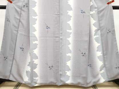 平和屋着物●極上　小紋　手描き　枝葉文　シルエット　暈し染め　逸品　未使用　CYAA4429s6