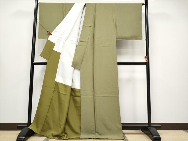 平和屋着物●極上　色無地　国防色　逸品　未使用　CYAA4436s6