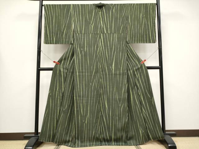 平和屋着物●極上　名門　藤娘きぬたや・総絞り　杢目絞り　小紋　藍媚茶色地　逸品　未使用　CYAA4443s6