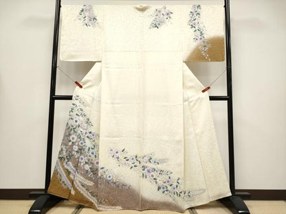 平和屋着物●極上　訪問着　辻が花　暈し染め　銀通し地　鳥の子色地　逸品　未使用　CYAA4445s6