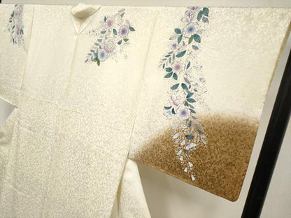 平和屋着物●極上　訪問着　辻が花　暈し染め　銀通し地　鳥の子色地　逸品　未使用　CYAA4445s6