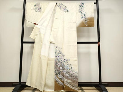 平和屋着物●極上　訪問着　辻が花　暈し染め　銀通し地　鳥の子色地　逸品　未使用　CYAA4445s6