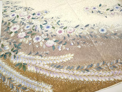 平和屋着物●極上　訪問着　辻が花　暈し染め　銀通し地　鳥の子色地　逸品　未使用　CYAA4445s6