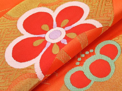 平和屋着物[]極上　七五三　女の子　7歳　祝着・袋帯セット　駒刺繍　枝梅文　黒地　金彩　逸品　CYAA4458s6